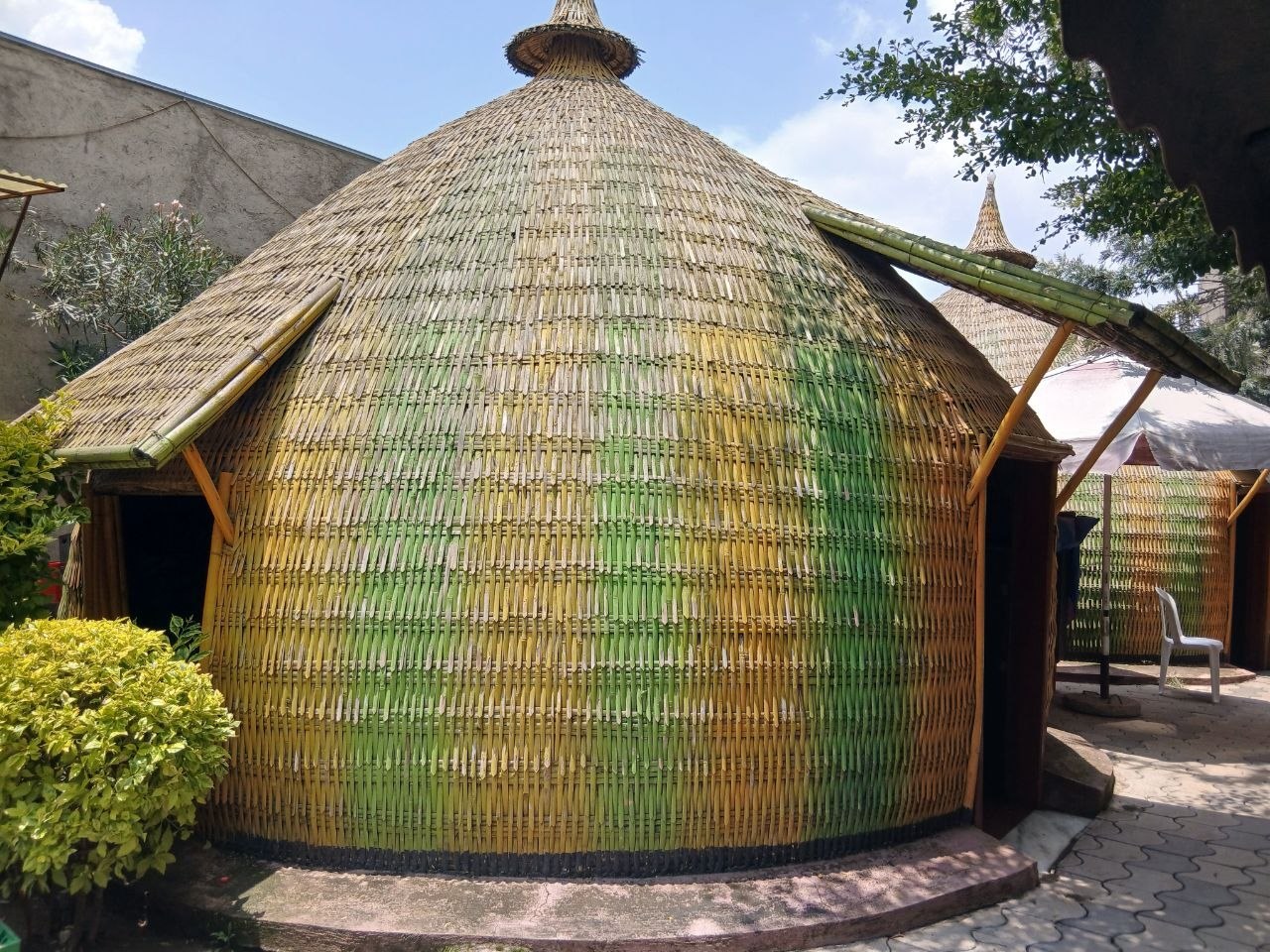 Traditional woven bamboo gojo hut in the Hordofa Lodge garden